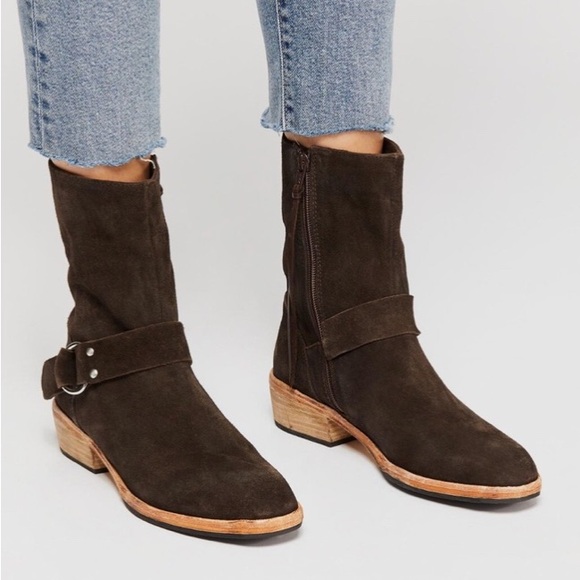 Free People Shoes - Free People Vienna Distress Suede Ankle Boot in Dark brown Women’s 39 (8.5)